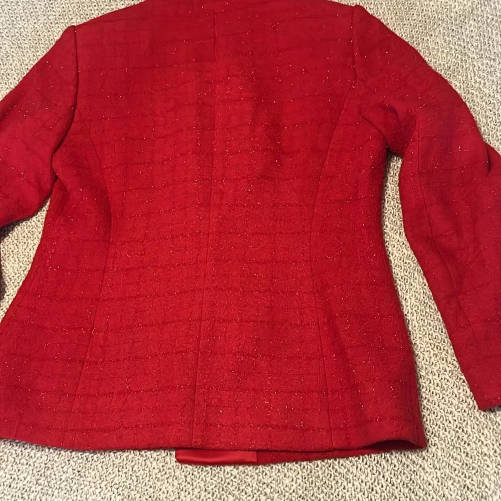 Kasper Women’s Petite Shimmer Red Skirt & Blazer Jacket Set Suit Sz 4P